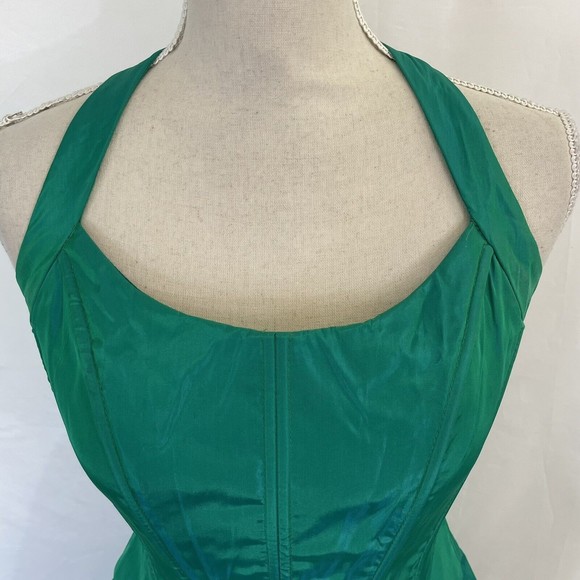 VTG jessica mcclintock Metallic Green gunne sax dress Corset Midi dress Sz 3/4 - Picture 4 of 8